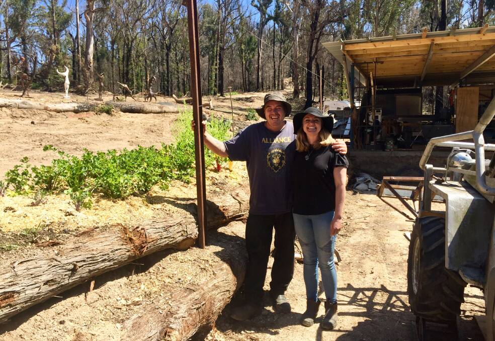 The new workshop build is in progress and the vegetables are growing, brighter days for Jesse and Jo Graham. Photo: Leah Szanto