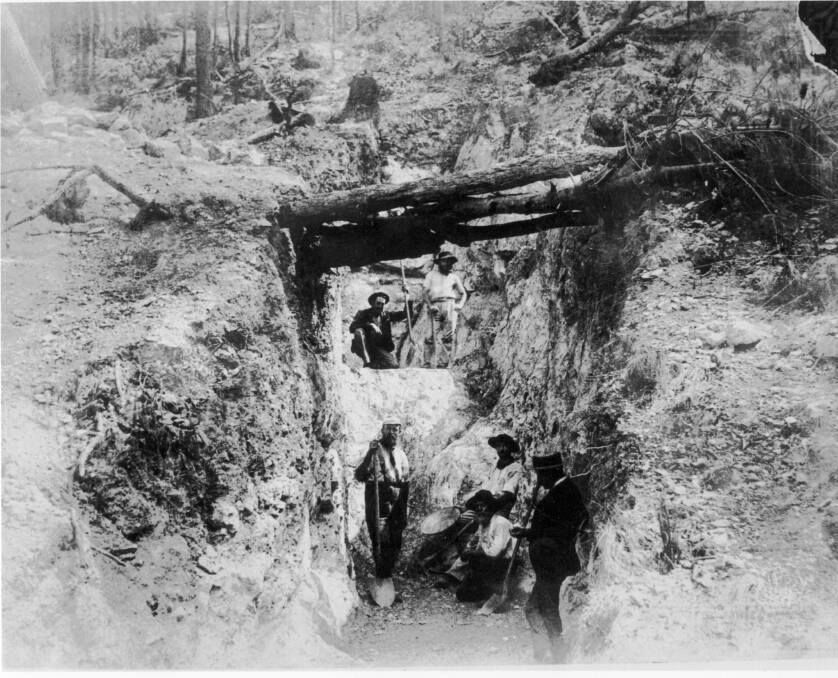 Mount Gahan Gold Mining Company's open cut mine on the Pambula goldfields. Image courtesy of the George Family Collection.