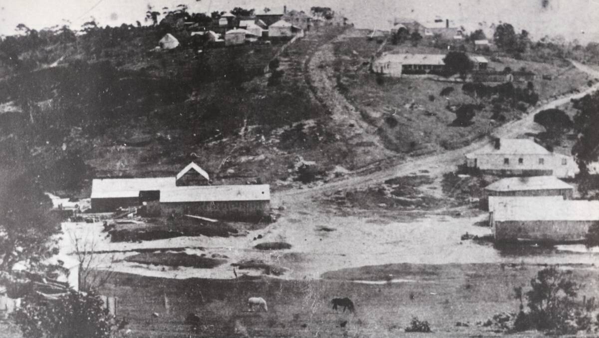 Looking up the hill from the Eden wharf area, C. 1900, showing the former Shamrock Hotel to the right., courtesy of the George Family Collection.