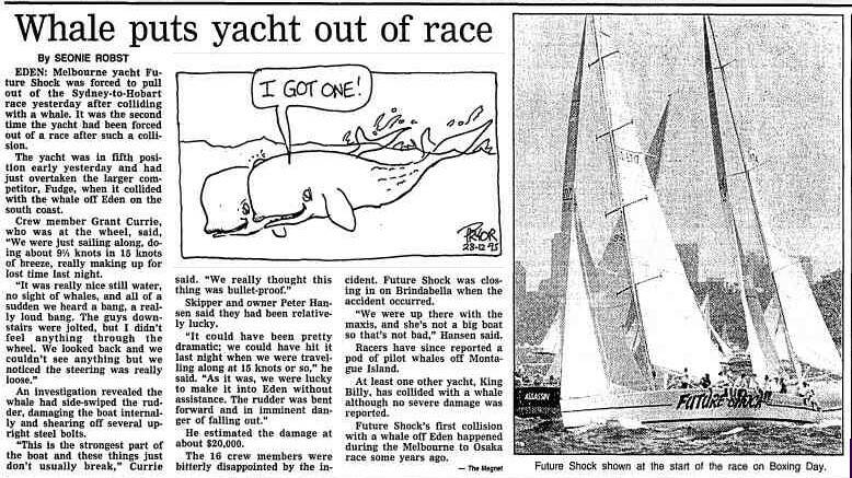 The Sydney to Hobart has been a source of great excitement for Eden. The Canberra Times, December 28, 1995. Image: National Library of Australia.