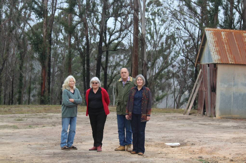 Friends of Kiah Hall Committee members Ursula Gilomen, Clare McMahon and Terry and Kathy White are hopeful support to rebuild their community hall on the church site will be forthcoming.
