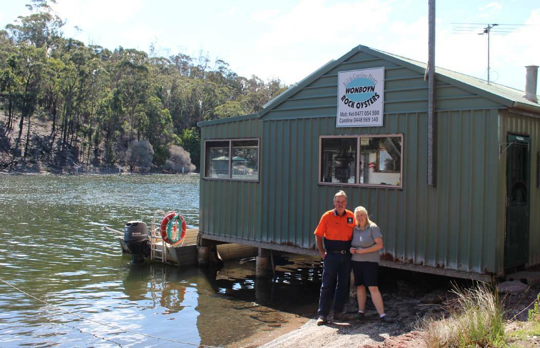 The Henry's of K&C Rock Oysters in Wonboyn said the business hasn't sold any oysters since March when the area experienced flooding, but they have plenty and are hopeful for a good season. Photo: Leah Szanto