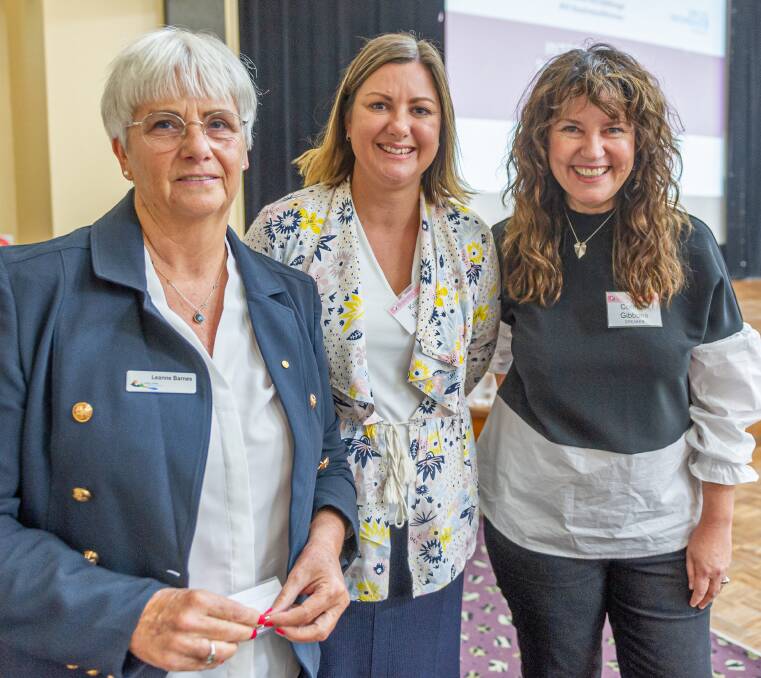 Council general manager Leanne Barnes, MP Kristy McBain and singer-songwriter Corinne Gibbons at the IWD event in Eden last Friday. Photo: Phill Small Photography.