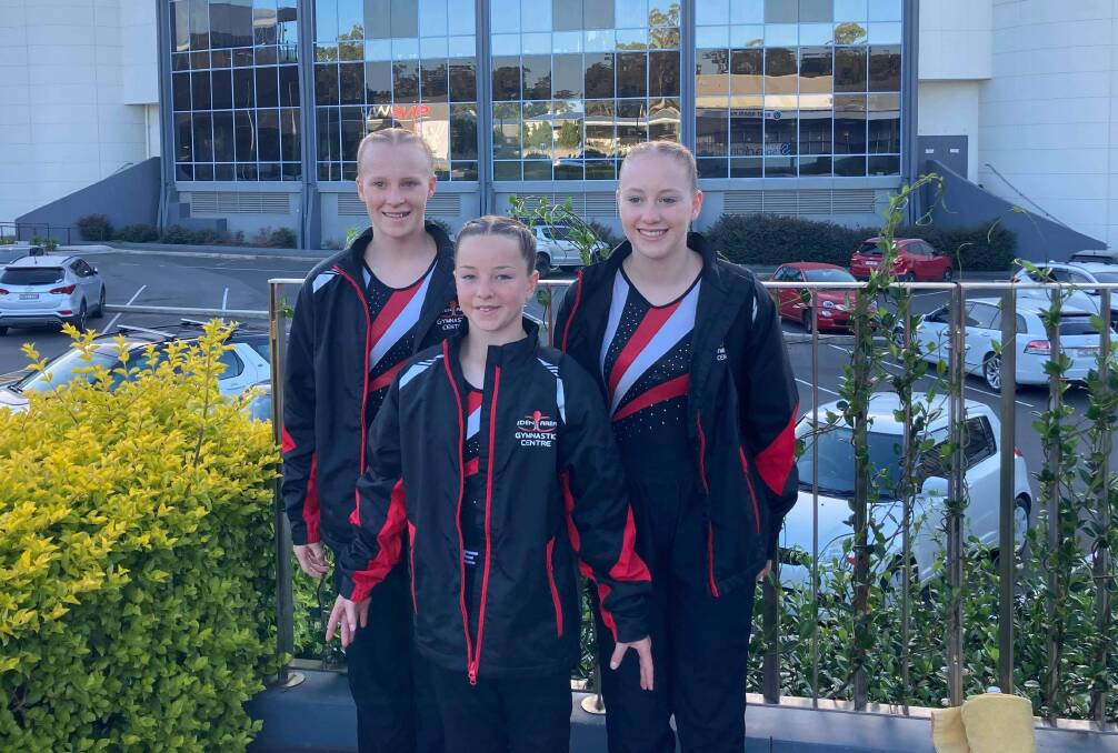 HAPPY FACES: Bega Valley acrobats Monique, Brooke and Ashley are thrilled their hard work is paying off. Photo supplied