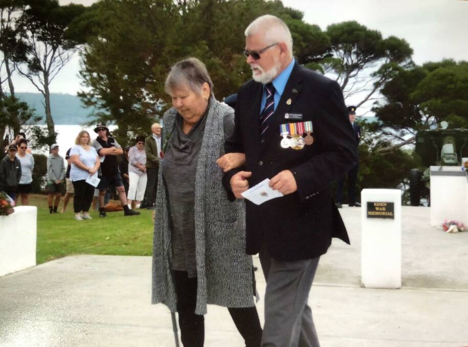 Marie and Steve Mahoney at Eden's Cenotaph.
