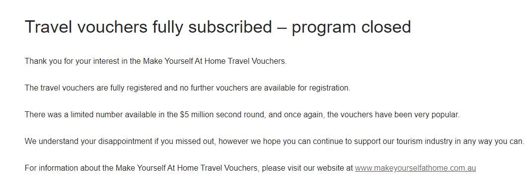 Tasmania's travel voucher deal proves too popular for its own good