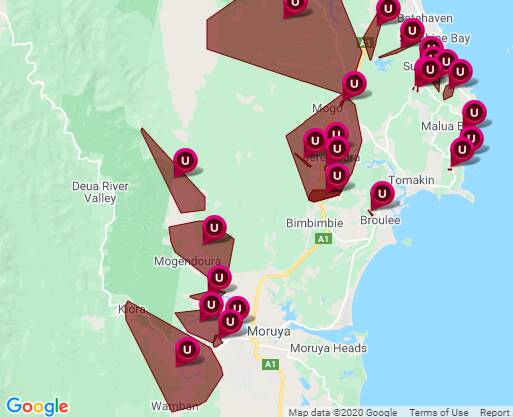 Properties without power at 2pm, December 26. Check your location at www.essentialenergy.com.au/outages-and-faults/power-outages