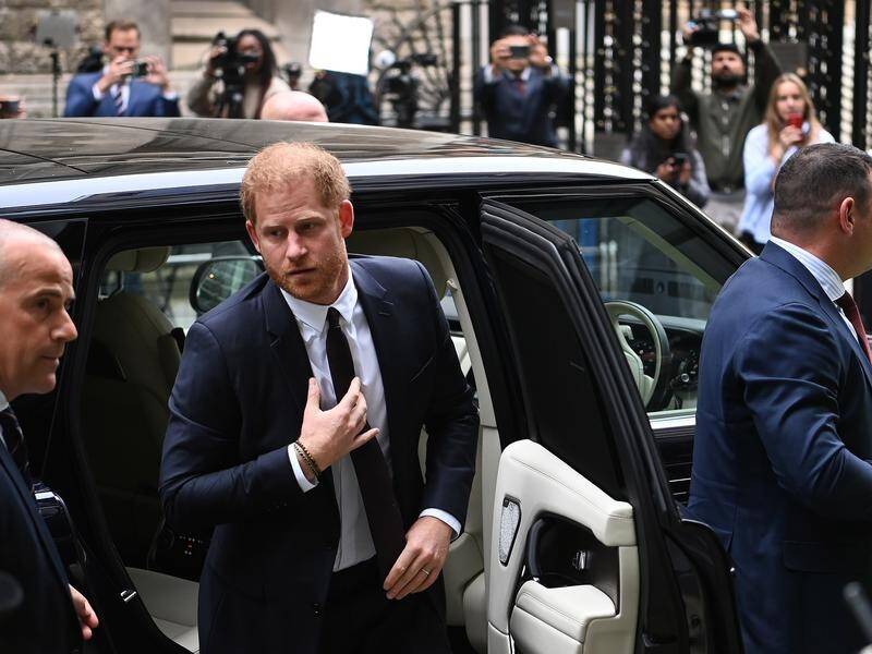 Prince Harry arrived at London's High Court for his case against a tabloid publisher. (EPA PHOTO)