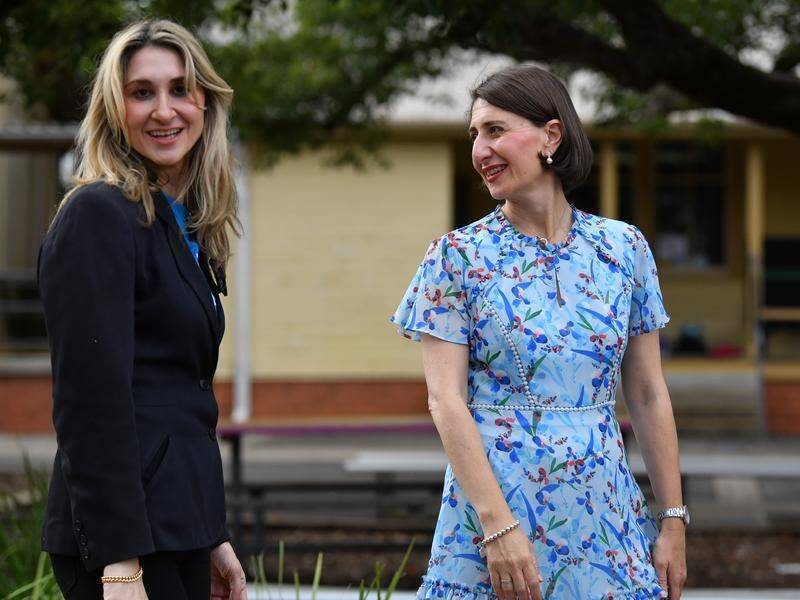 NSW Premier Gladys Berejiklian's sister Mary (left) joined the Liberals' campaign caravan Thursday.
