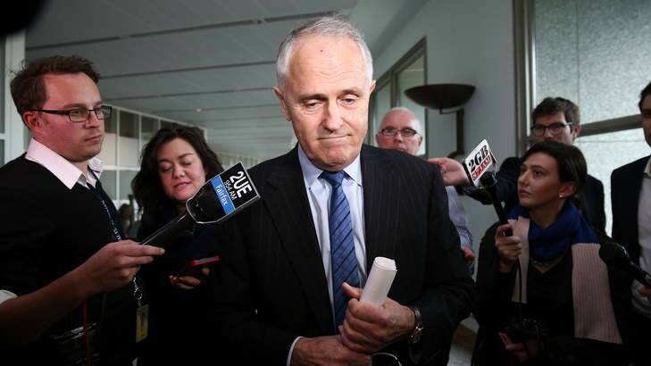 Communications Minister Malcolm Turnbull is questioned over a fiery radio interview with Sydney broadcaster Alan Jones. Photo: Alex Ellinghausen