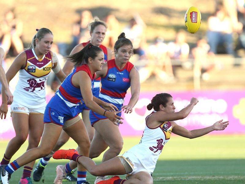 Brisbane's Ally Anderson (R) has impressed in the Lions 32-point AFLW win over the Western Bulldogs.
