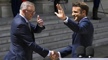 French President Emmanuel Macron has welcomed Prime Minister Anthony Albanese to the Elysee Palace.