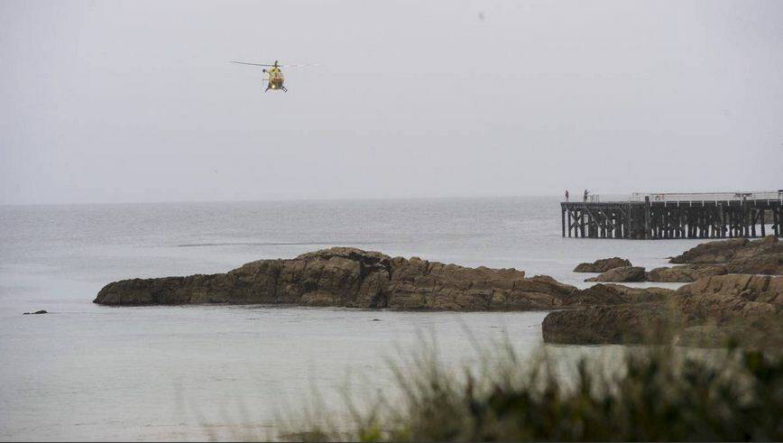 The Westpac Lifesaver 3 rescue helicopter patrolled the beach during the search for Christine Armstrong last Thursday. (Photo: Ben Smyth)