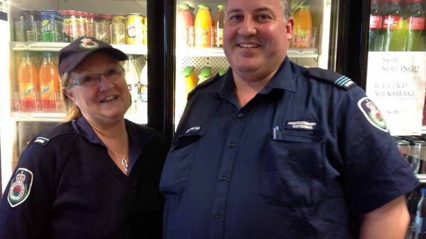 Up for the challenge ...Jenni Thompson of Warringah Catering Unit and Oakville Rural Fire Brigade’s Adam Rutter.