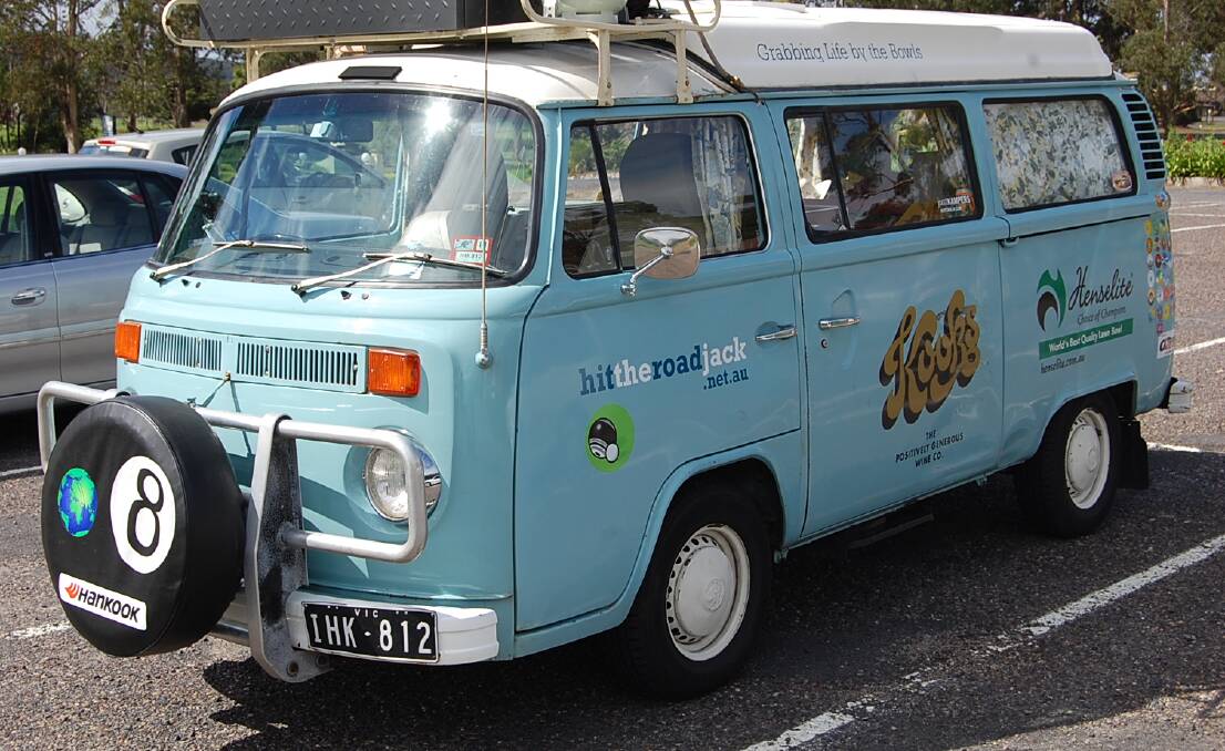 Frank's trusty VW Kombi van, which is helping him to "grab life by the bowls" during his Guinness World Record attempt.