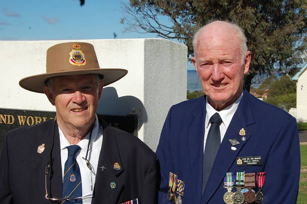 Barrie Beck (left) and Nev Cowgill will be among those marching to the cenotaph on ANZAC Day.