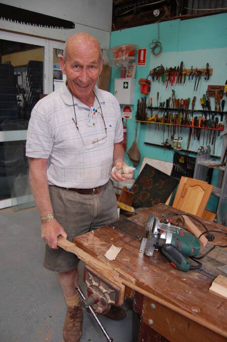 John Polak getting busy on the tools at the Eden Men’s Shed in December 2012.