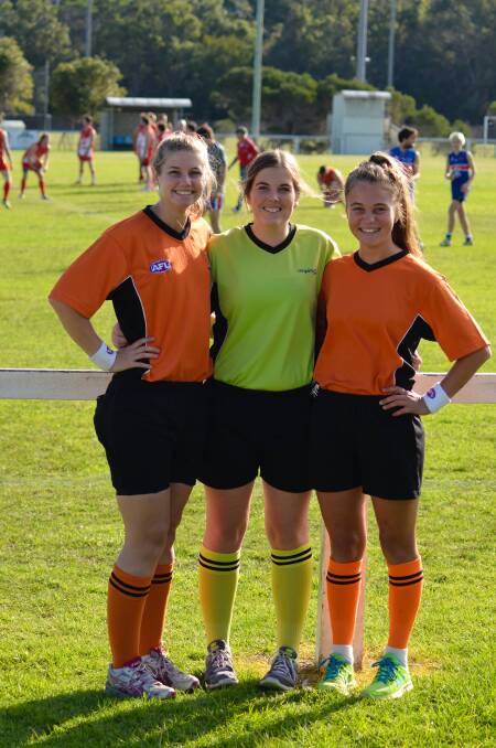 • Umpiring on the day are (from left) birthday girl Shannon Kirkby, Ally Crowe and Dakota Hooper.