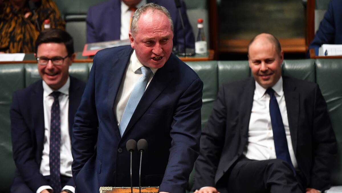 Deputy Prime Minister Barnaby Joyce in full flight at the despatch box this week. Picture: Getty Images