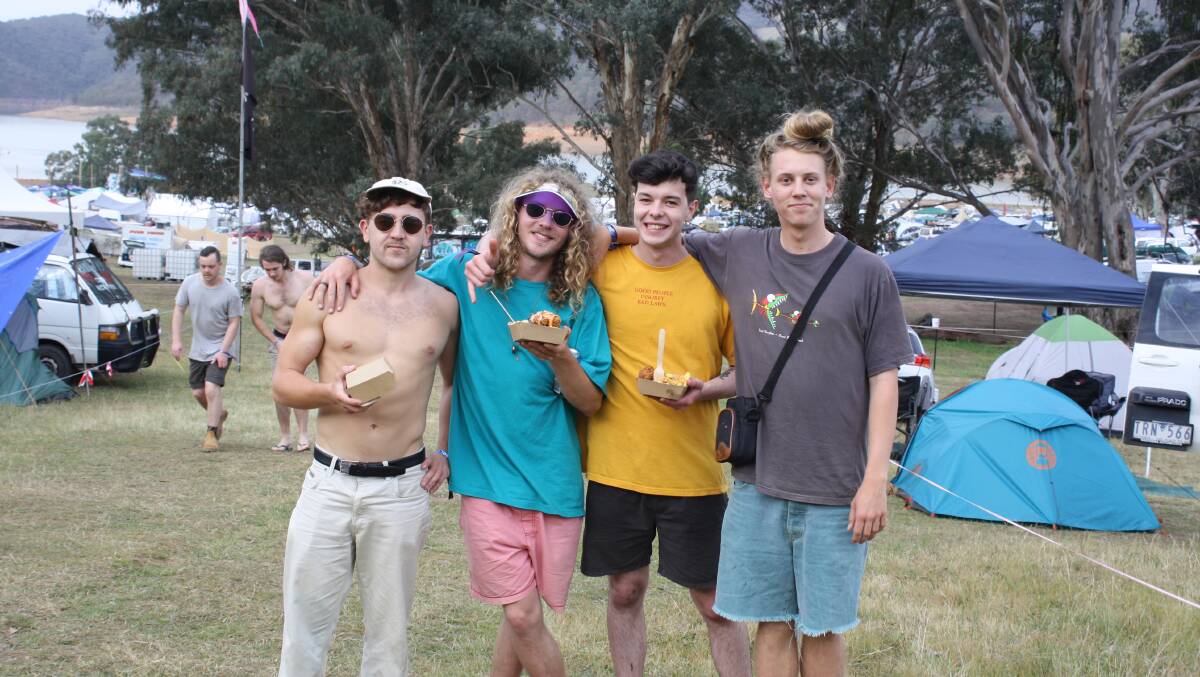 Rory, Julian, Rhys and Danny at the 2018 Dragon Dreaming festival in Wee Jasper, Yass Valley. Photo Hannah Sparks.
