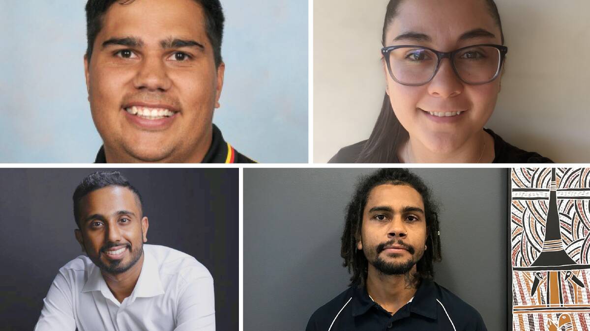 NT 2021 Young Australian of the Year nominees: clockwise from top left, Matthew Axten, Nicole Civitarese, Stuart McGrath and Dr Sanjay Joseph.
