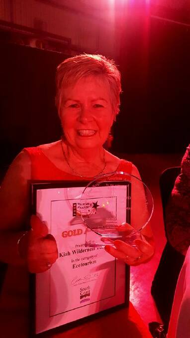 Kiah Wilderness Tours owner and operator Jenny Robb celebrating with her gold South Coast Tourism award.