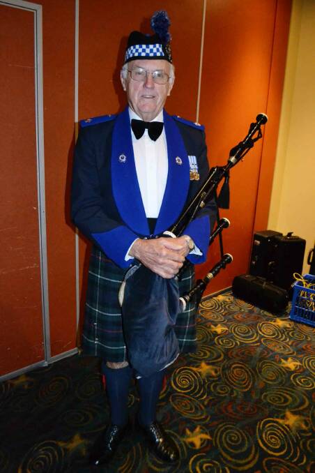 Piper Chief Insp. John Cross (Rtd.) piped guests into Saturday night’s Dining-In night.