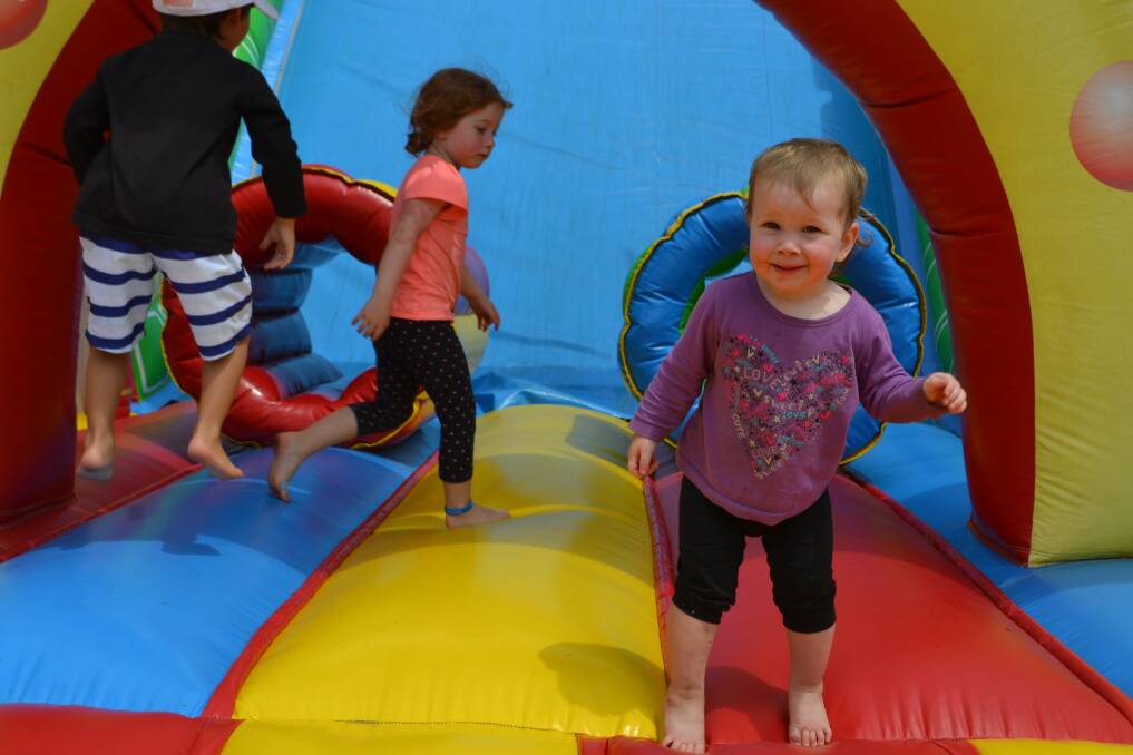 Olivia Sharp (front) with big sister Madison enjoyed the jumping castle at Saturday’s Pambula Show. The Sharp’s were visiting the Far South Coast from Melbourne and had a “fabulous stay” according to Mrs Sharp.