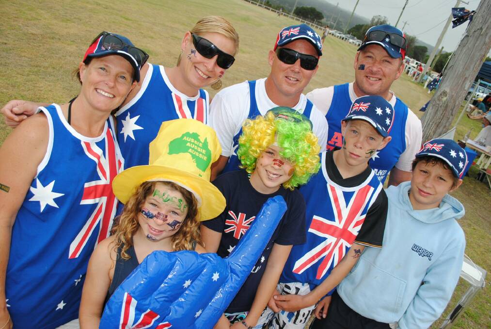 Flashback to 2012: The Spinks Tiling team was hopeful for a win against the Eden Men's Shed at the Australia Day cricket match. Pictured are (back) Sharon Spink, Gretchen Lea (Sydney), Mark Brian (Sydney), Mark Spink, (front) Hayley Spink, Jordon Brian, Corey Spink and Harrison Brian.