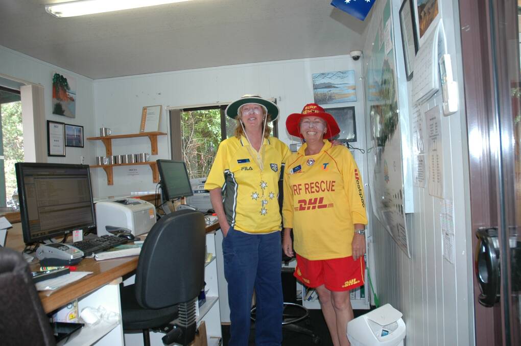 The Office Staff at the Mallacoota Foreshore Holiday Park entered into the spirit of Australia Day, dressing in cricket and surf life-saving uniform.